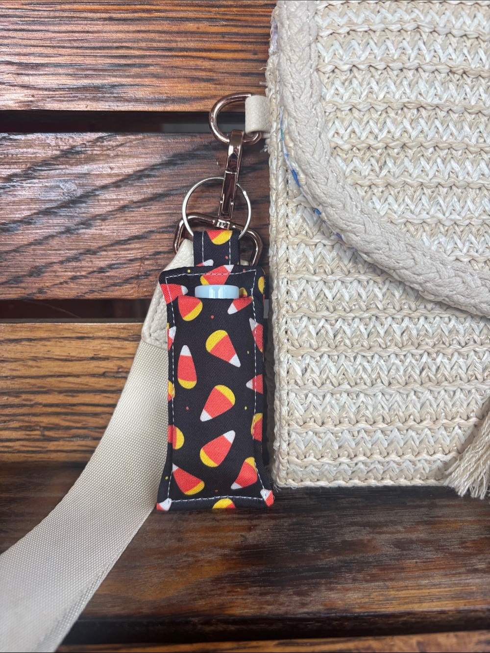 Candy Cane Keychain Chapstick Holder
